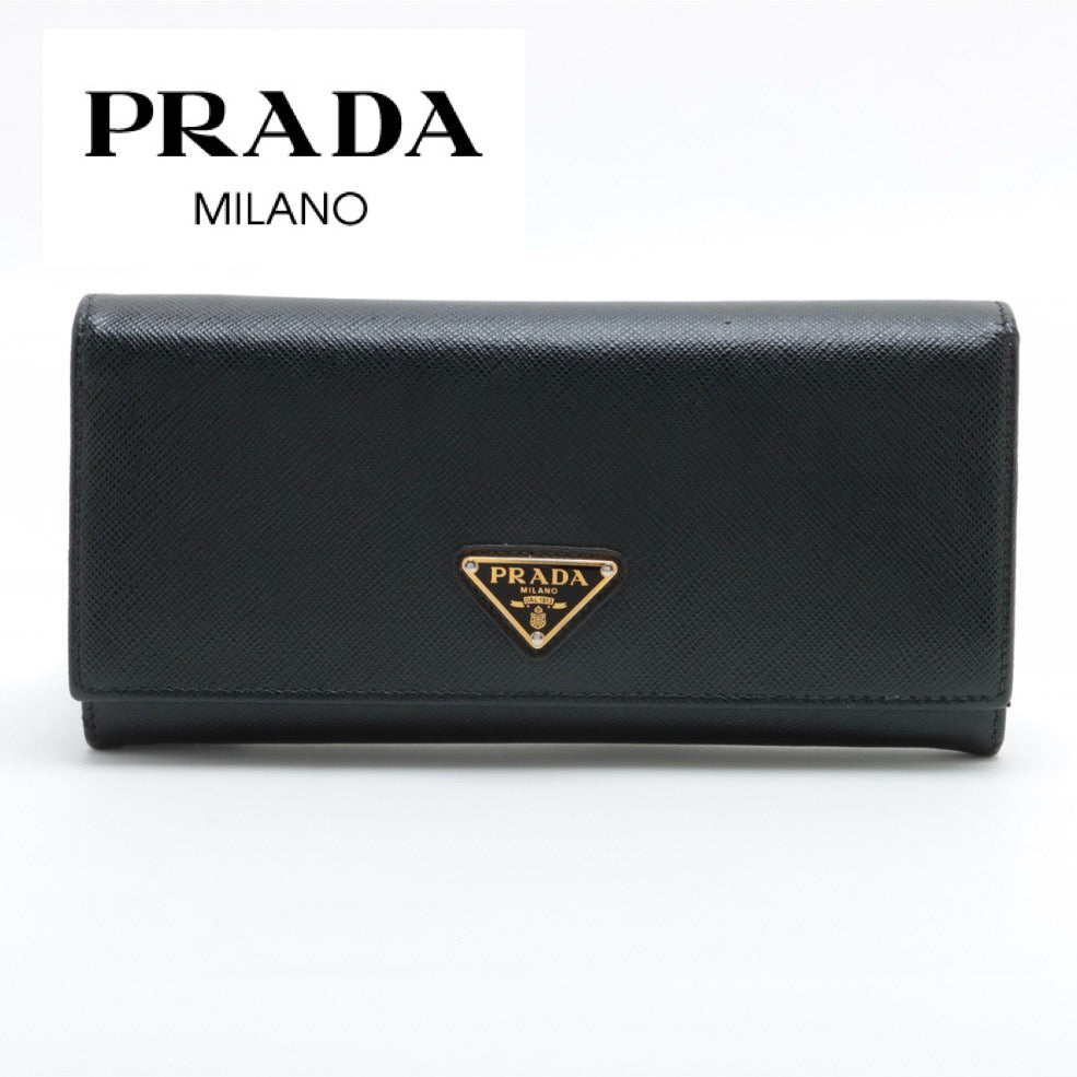 極美品】PRADA プラダ サフィアーノ 長財布 1MH132 トライアングルロゴ 三角 プレート パスケース 付属品一式 – ufu